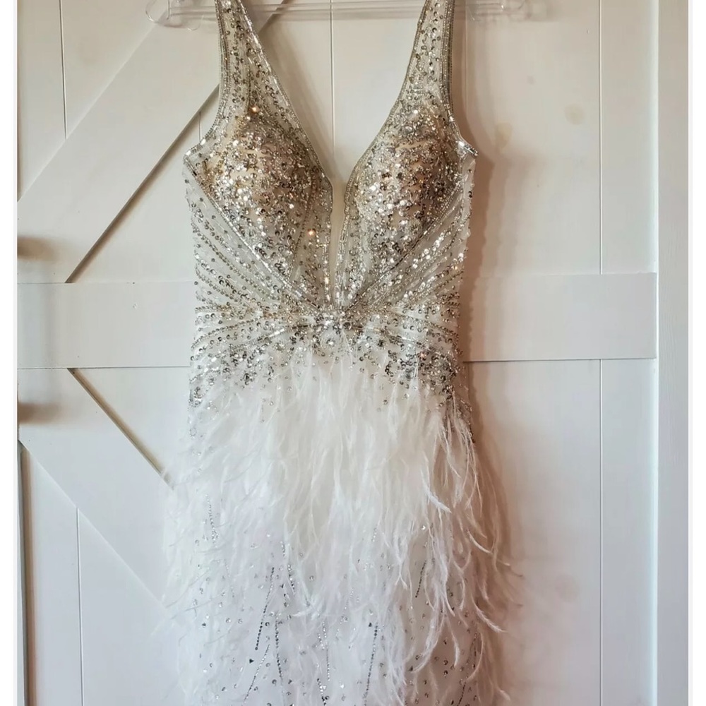 Jovani Feather a rhinestone dress